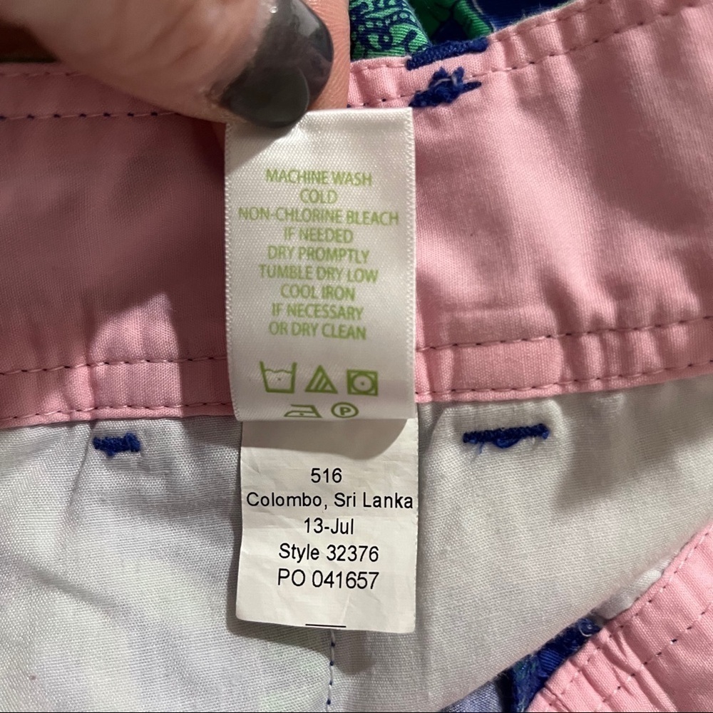 Lilly Pulitzer Callahan Shorts Loopy Elephants Blue Green Size 00 Beach Twill - Picture 9 of 9